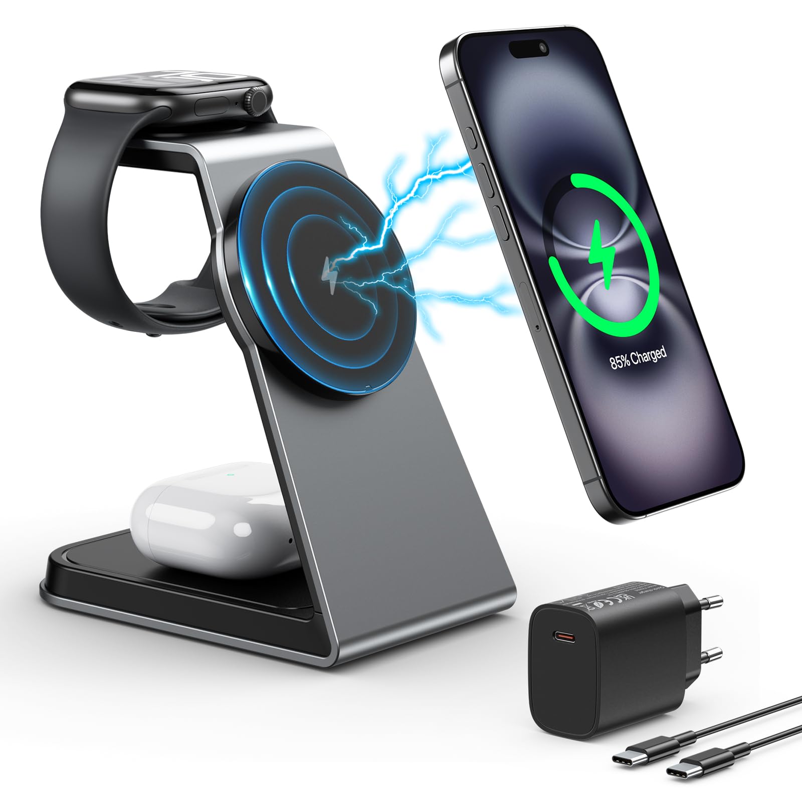 Mag-Safe Ladestation für iPhone, Apple Watch und AirPods