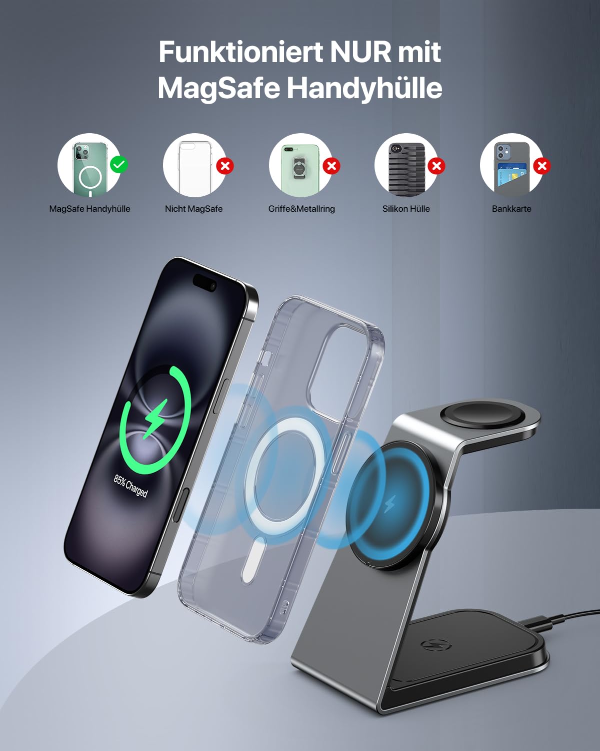 Mag-Safe Ladestation für iPhone, Apple Watch und AirPods