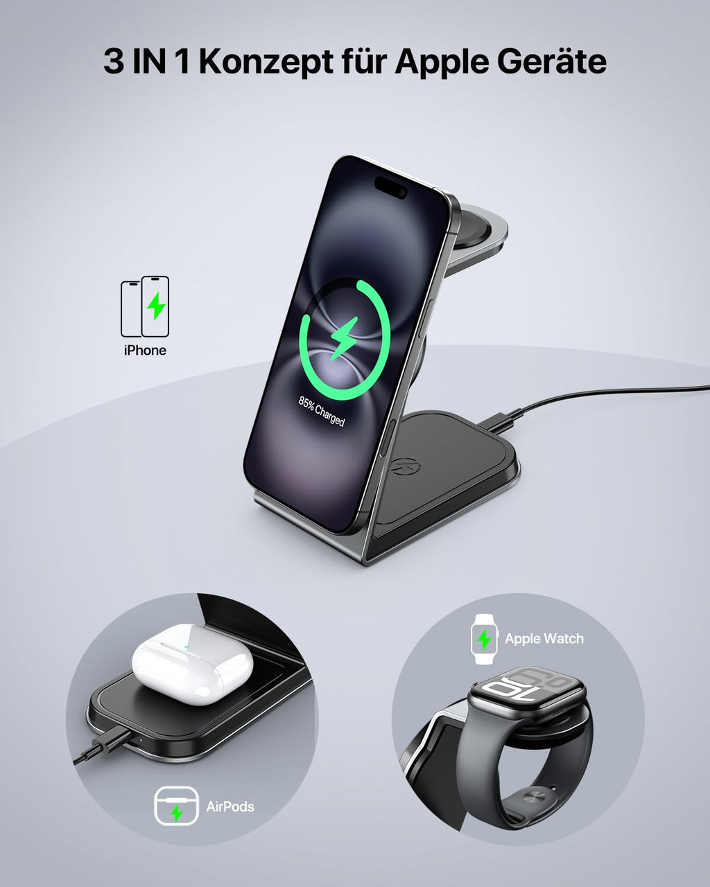 Mag-Safe Ladestation für iPhone, Apple Watch und AirPods