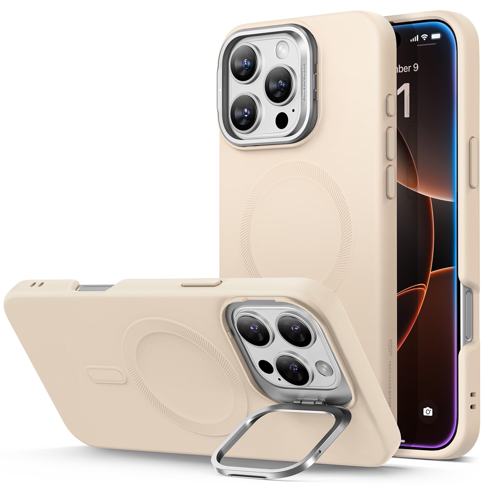 Schutzhülle mit ausklappbarem Ständer für iPhone 16 (Pro, Pro Max, Plus)