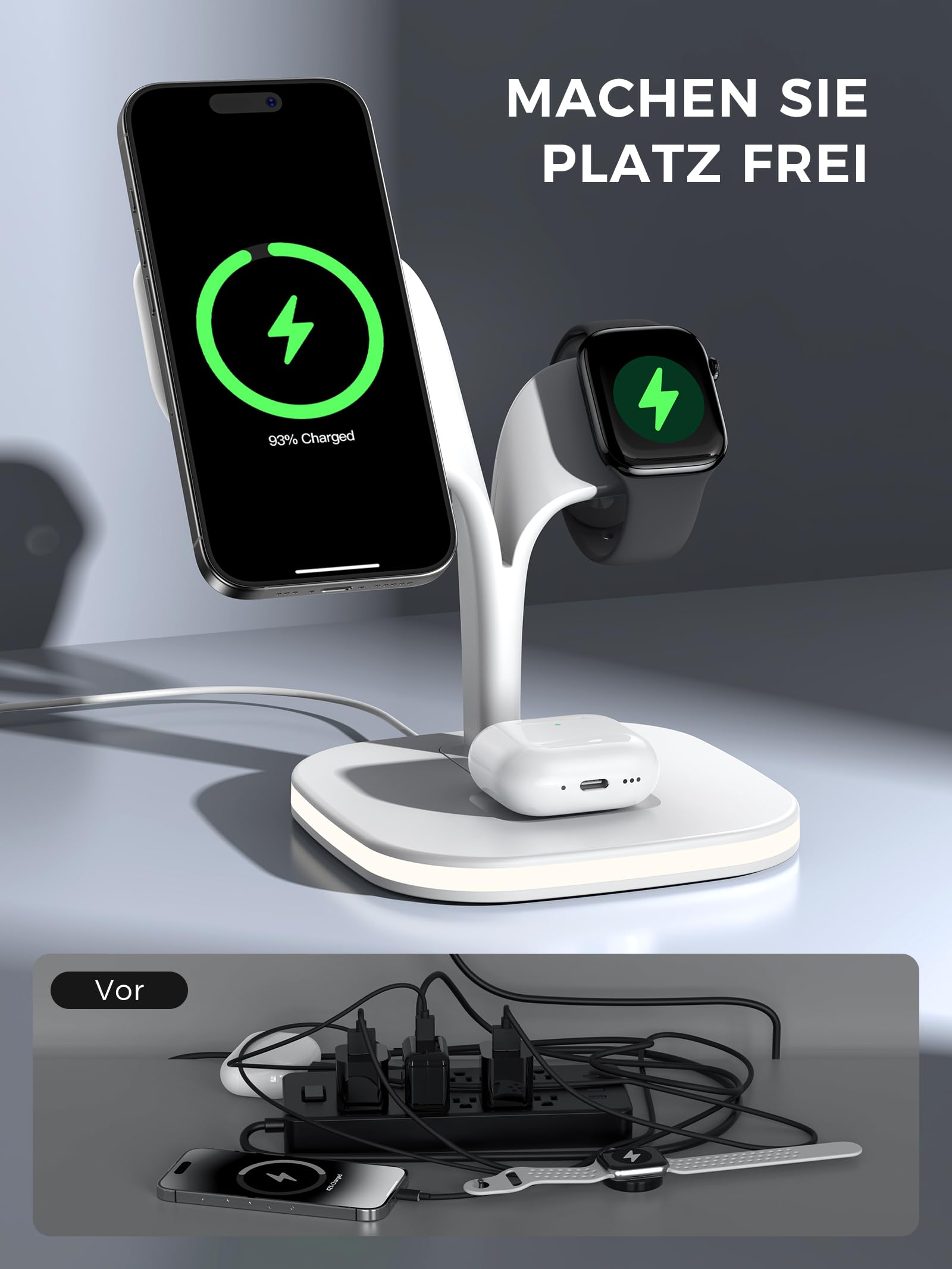 3 in 1 Magsafe Ladestation Pro für iPhone, Apple Watch & AirPods