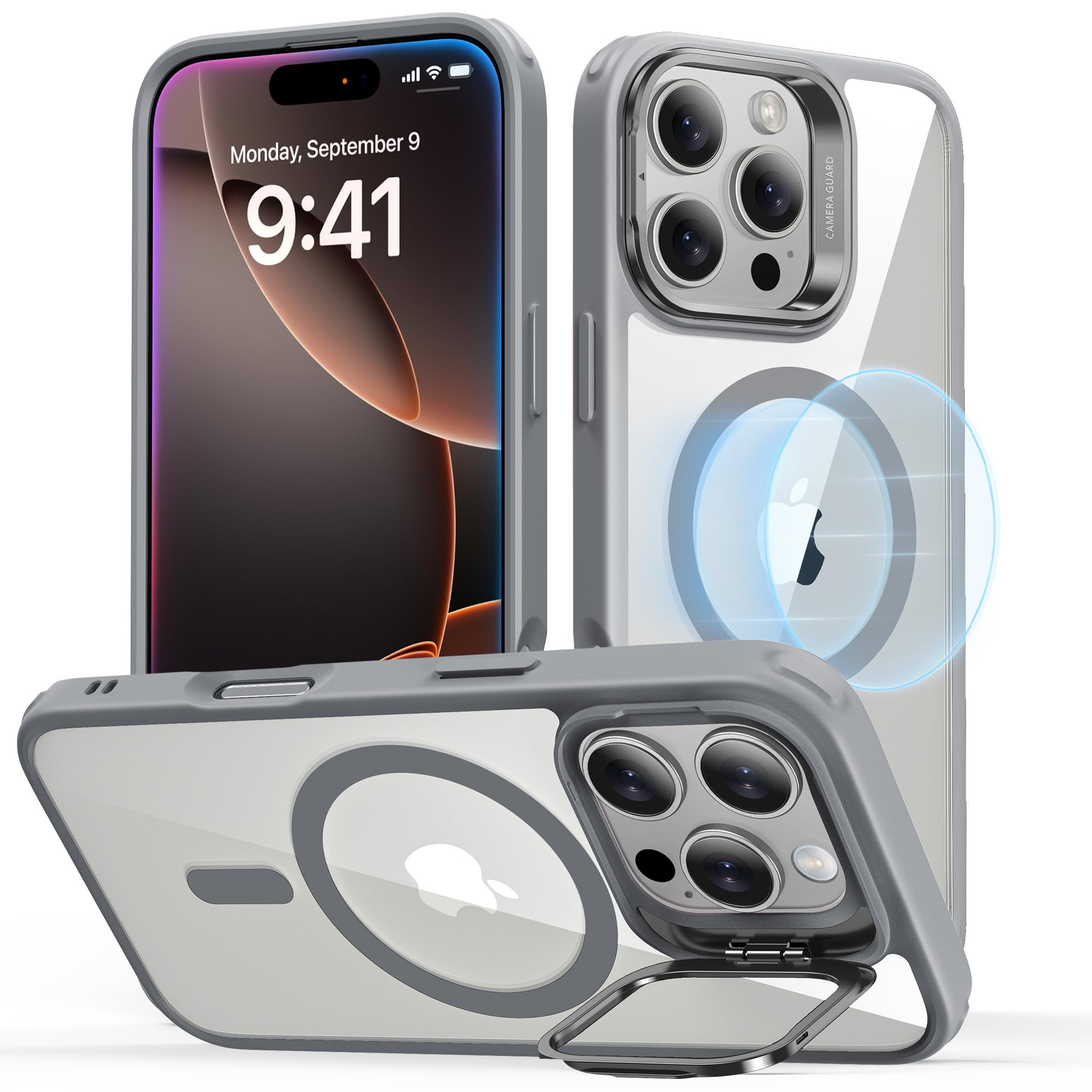 Schutzhülle mit ausklappbarem Ständer für iPhone 16 (Pro, Pro Max, Plus)