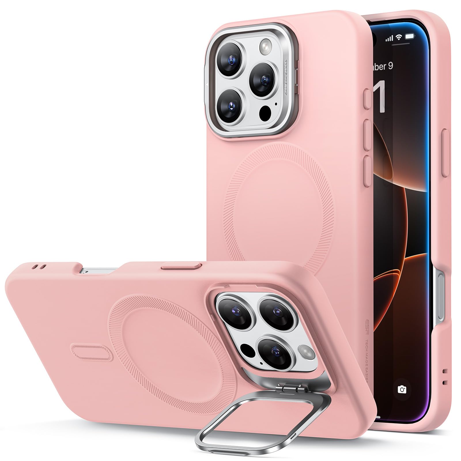 Schutzhülle mit ausklappbarem Ständer für iPhone 16 (Pro, Pro Max, Plus)