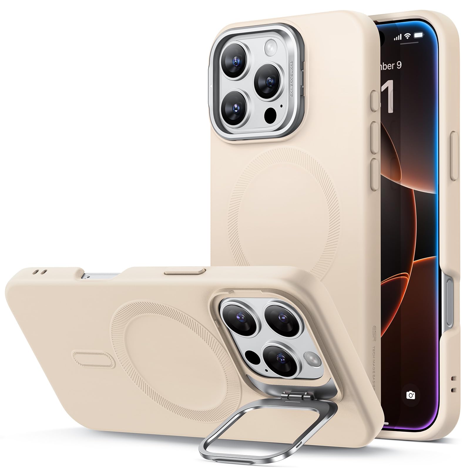 Schutzhülle mit ausklappbarem Ständer für iPhone 16 (Pro, Pro Max, Plus)