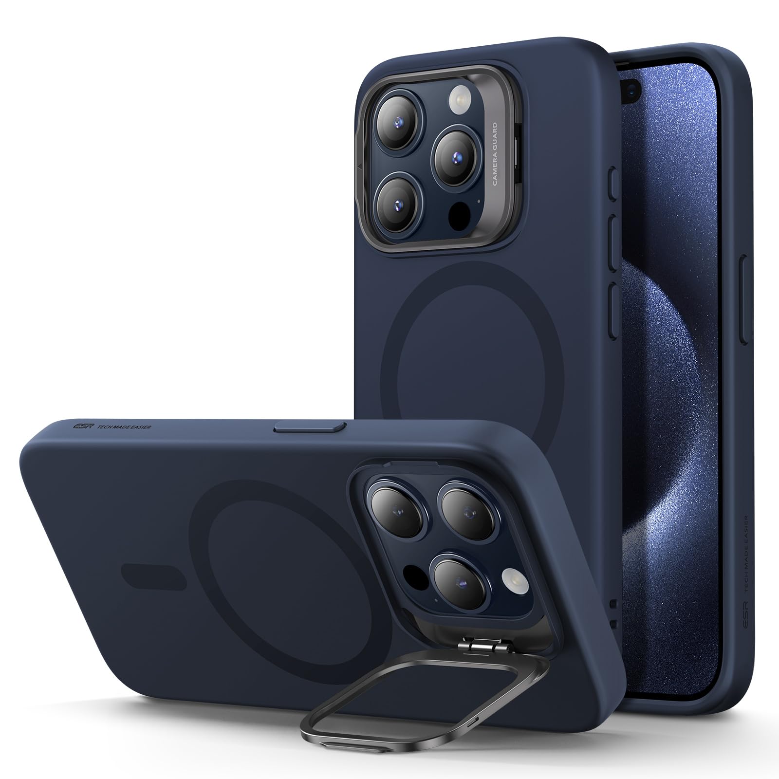 Schutzhülle mit ausklappbarem Ständer für iPhone 16 (Pro, Pro Max, Plus)