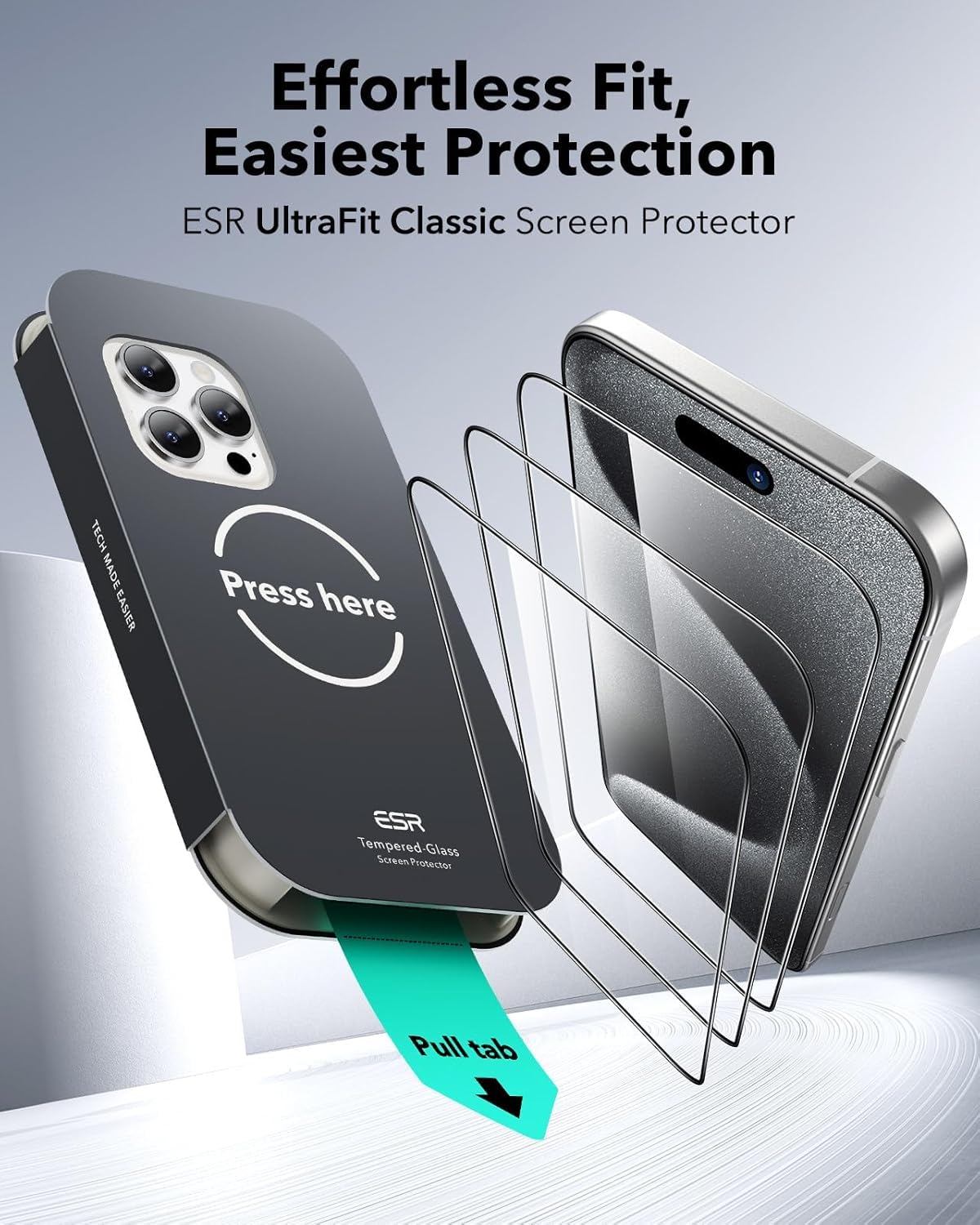 ESR Displayschutz für iPhone serie 14-17; Panzerglas, Eco-Frame