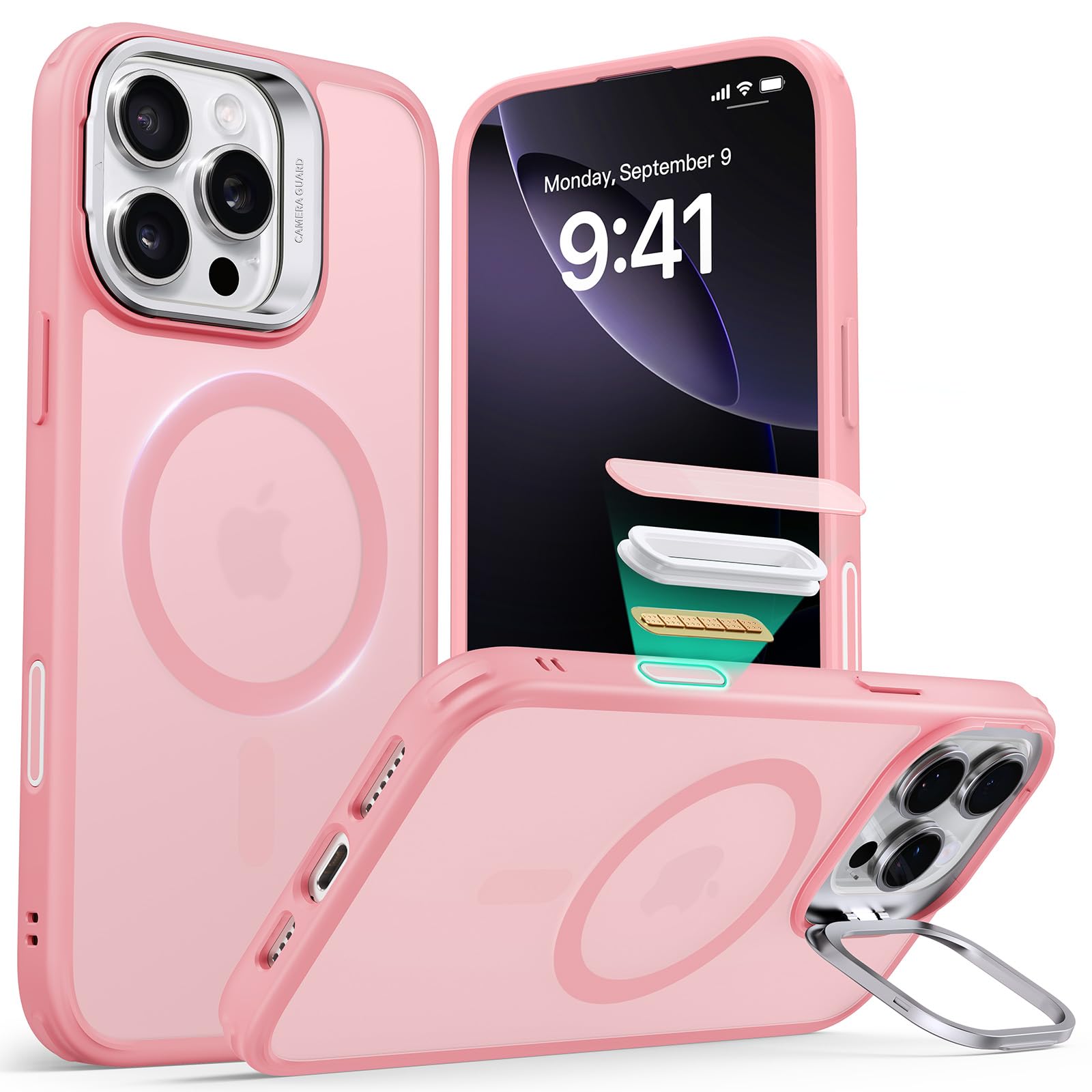 Schutzhülle mit ausklappbarem Ständer für iPhone 16 (Pro, Pro Max, Plus)