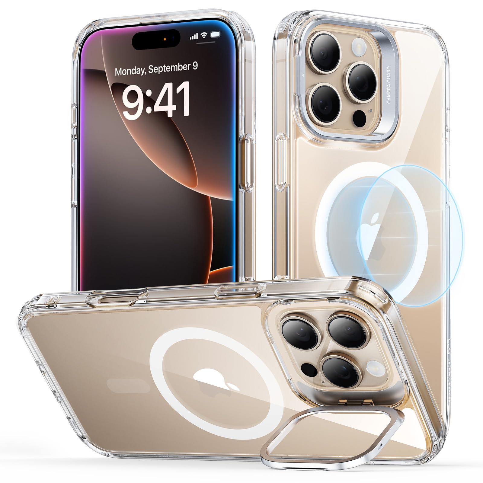 Schutzhülle mit ausklappbarem Ständer für iPhone 16 (Pro, Pro Max, Plus)
