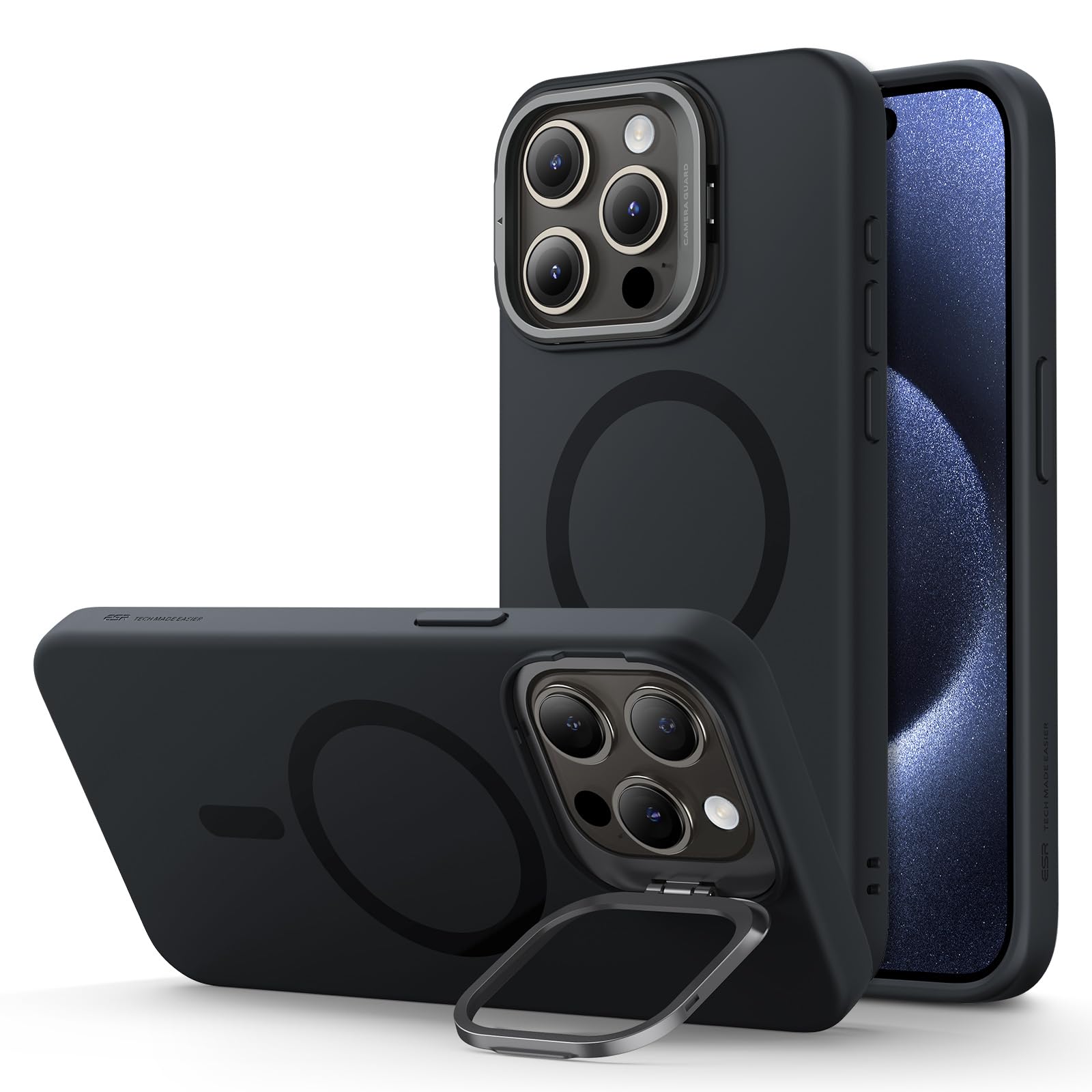 Schutzhülle mit ausklappbarem Ständer für iPhone 16 (Pro, Pro Max, Plus)