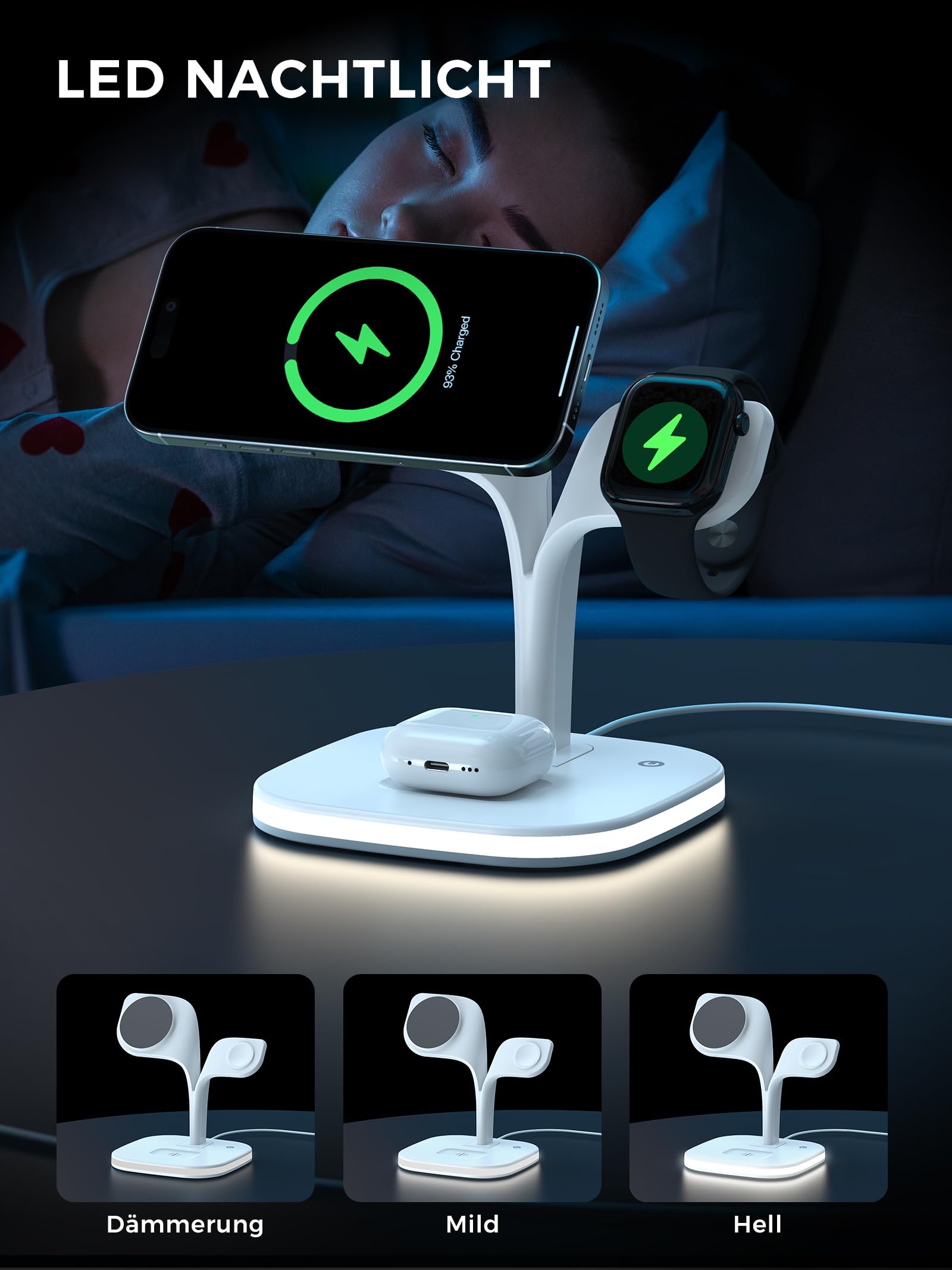 3 in 1 Magsafe Ladestation Pro für iPhone, Apple Watch & AirPods