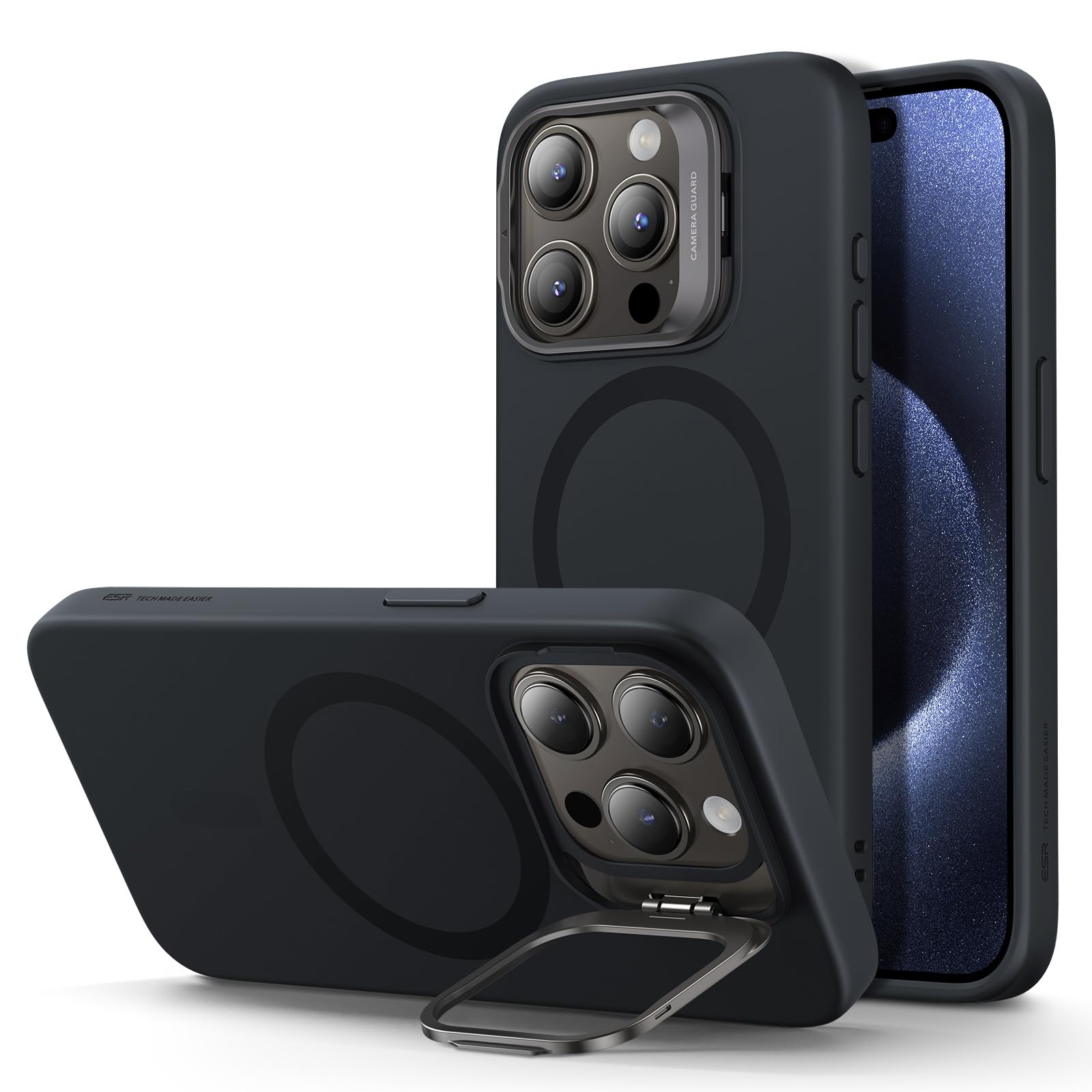 Schutzhülle mit ausklappbarem Ständer für iPhone 16 (Pro, Pro Max, Plus)