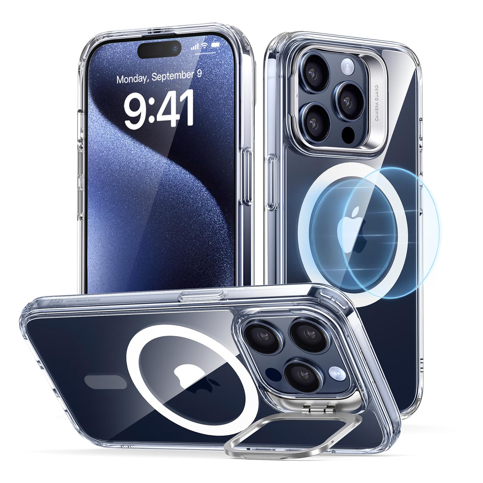 Schutzhülle mit ausklappbarem Ständer für iPhone 16 (Pro, Pro Max, Plus)