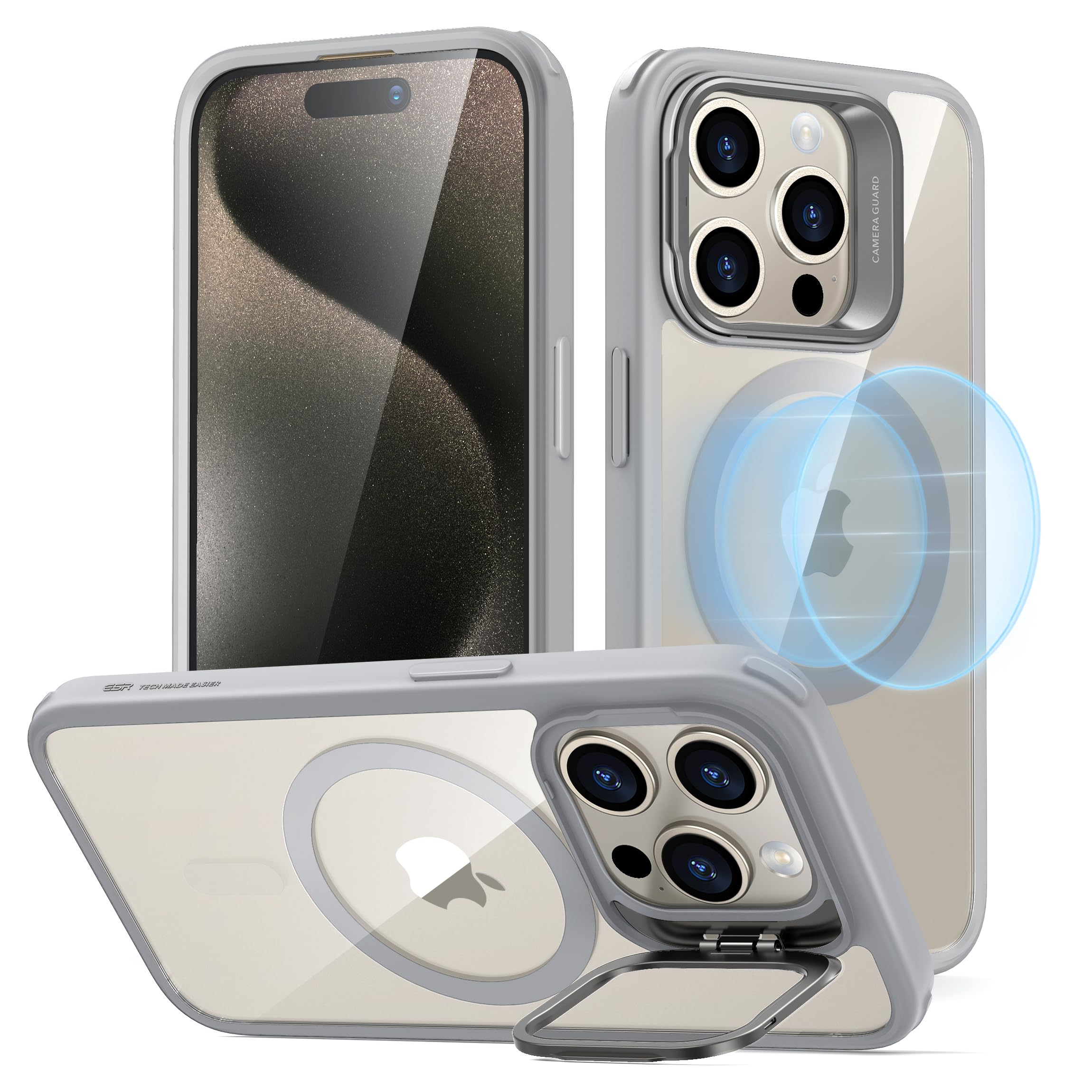 Schutzhülle mit ausklappbarem Ständer für iPhone 16 (Pro, Pro Max, Plus)