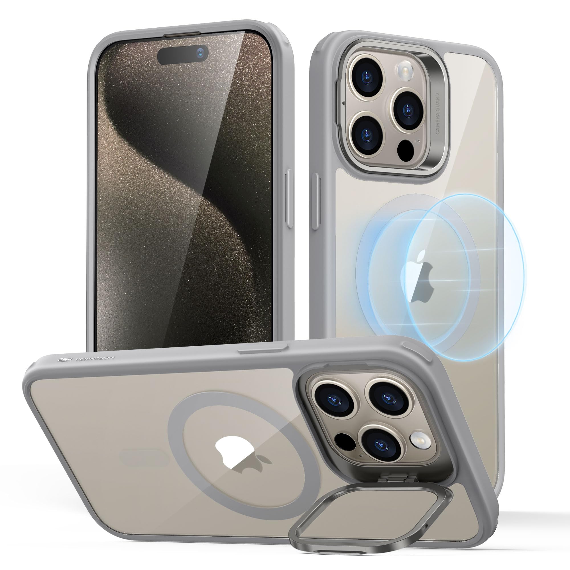 Schutzhülle mit ausklappbarem Ständer für iPhone 16 (Pro, Pro Max, Plus)