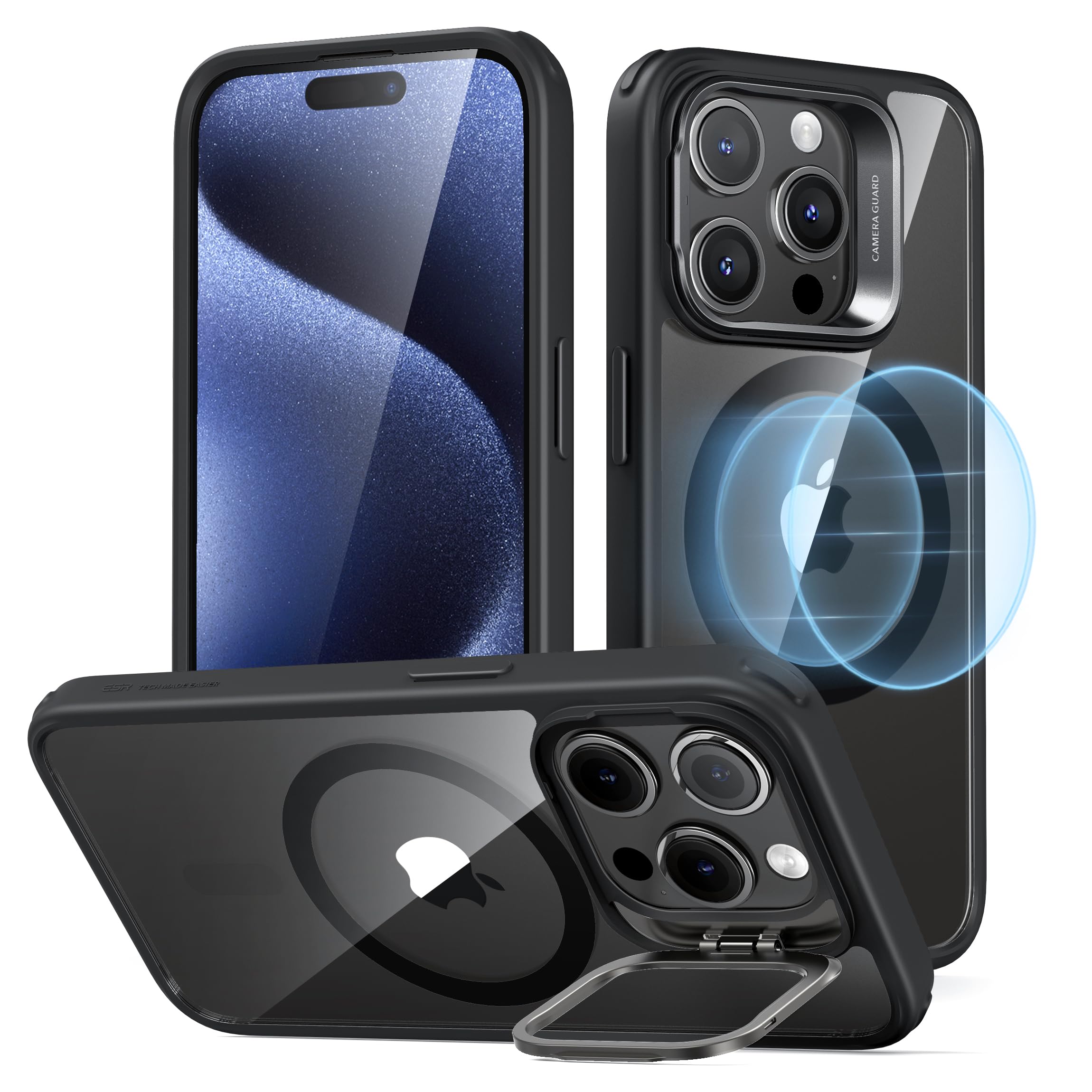 Schutzhülle mit ausklappbarem Ständer für iPhone 16 (Pro, Pro Max, Plus)