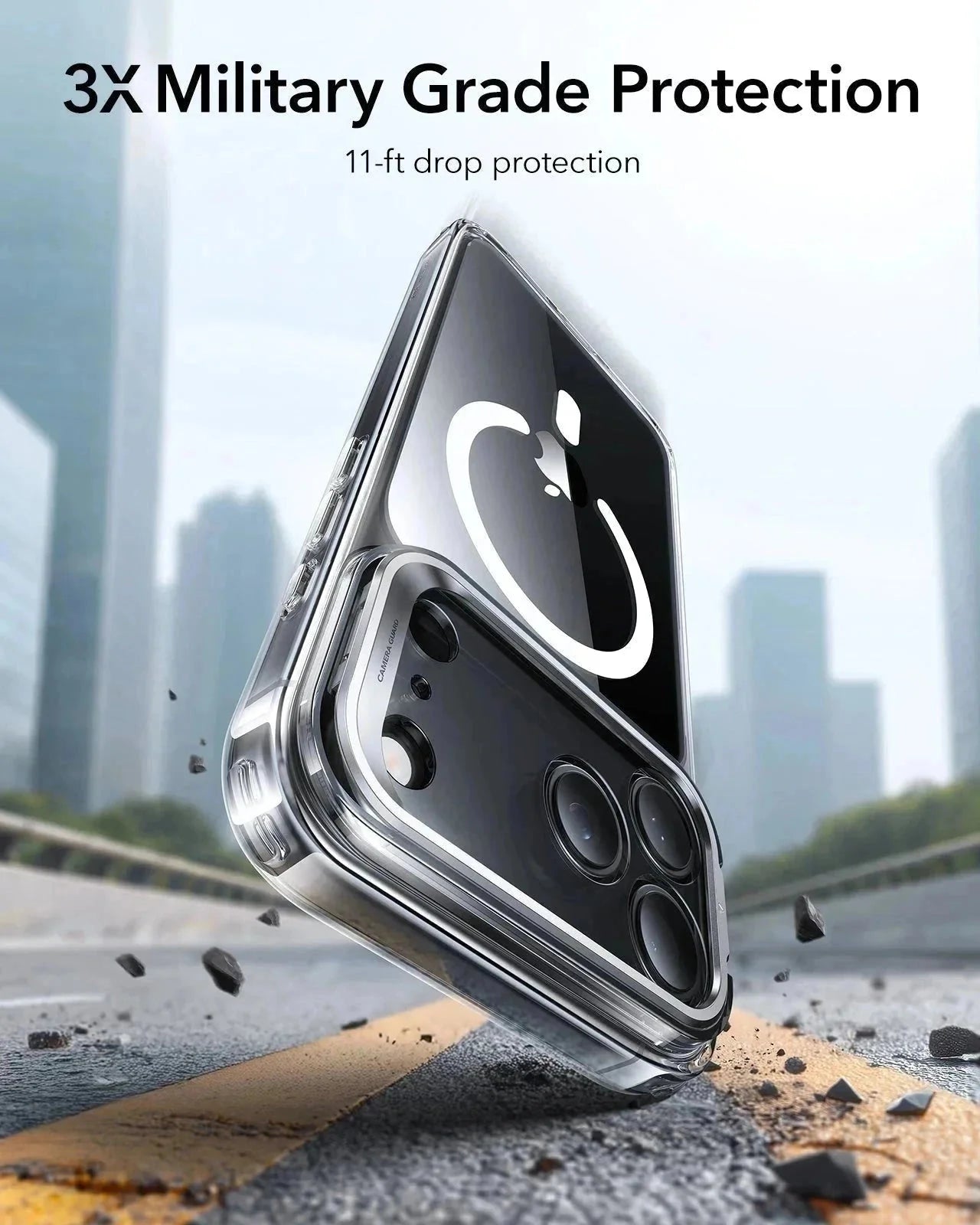 "ESR" iPhone 17 Pro Max Classic Hybrid Magnet-Hülle (Kamerasteuerung, Stash-Ständer) - Clear