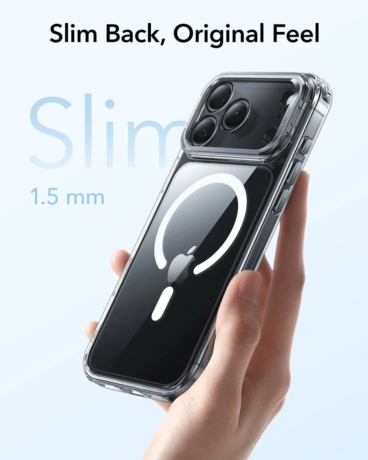 "ESR" iPhone 17 Pro Max Classic Hybrid Magnet-Hülle (Kamerasteuerung, Stash-Ständer) - Clear