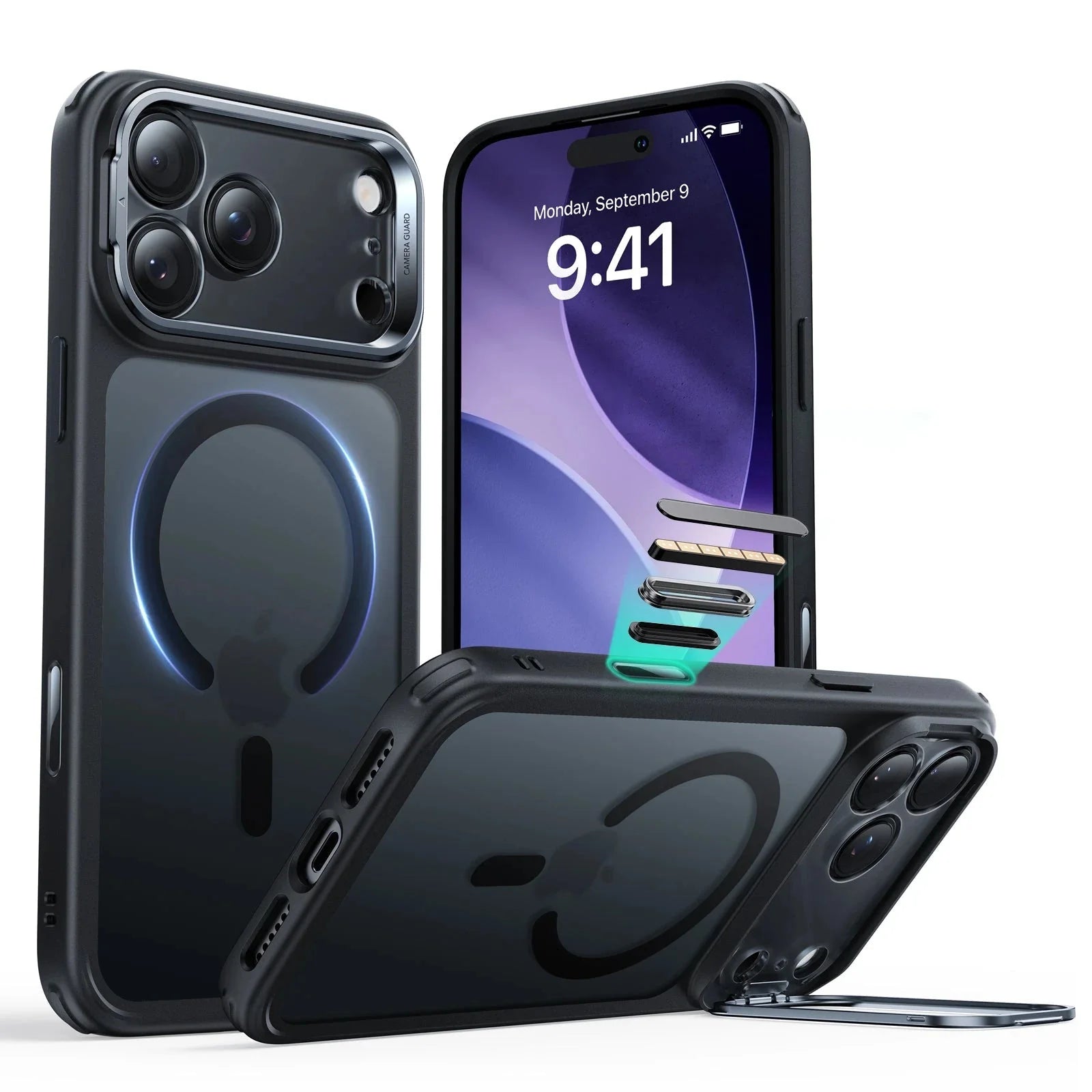 "ESR" iPhone 17 Pro Max Classic Hybrid Magnet-Hülle (Kamerasteuerung, Stash-Ständer) - Clear