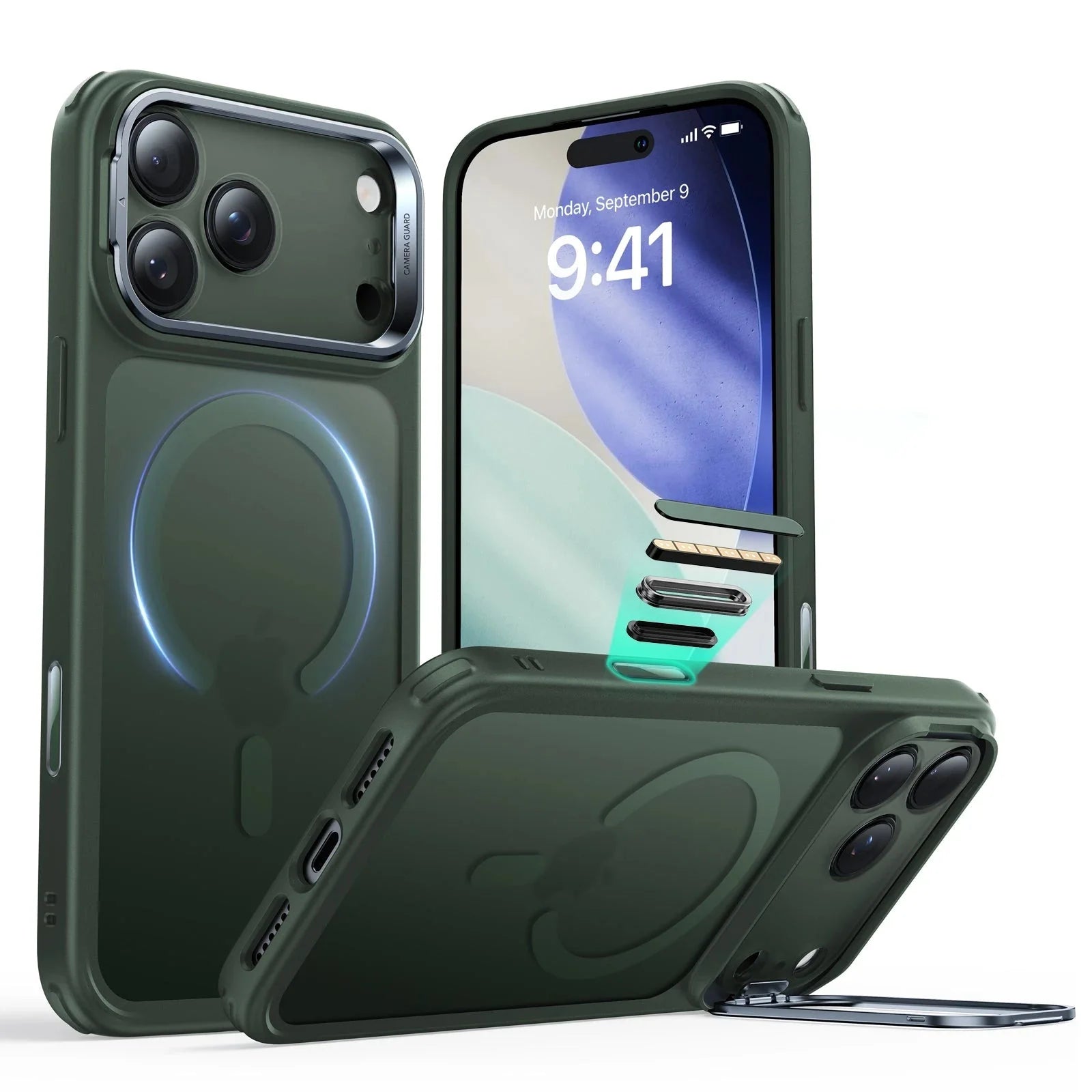 "ESR" iPhone 17 Pro Max Classic Hybrid Magnet-Hülle (Kamerasteuerung, Stash-Ständer) - Clear